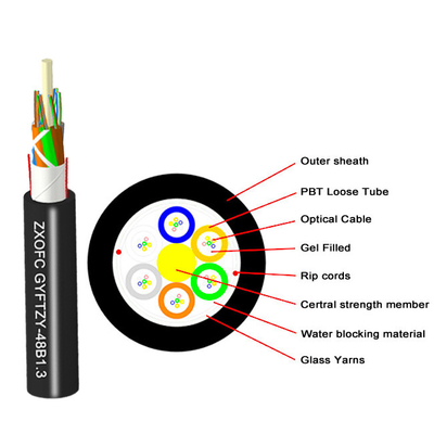 Loose Tube Flame Retardant Cable , Single mode Non Metallic Fiber Optic Cable