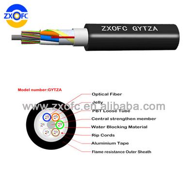 Steel Tape Armored Flame Retardant Cable Jacket 2-144 Core GYTZA High Strength