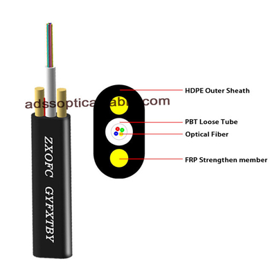 12 Core Flat Adss Fiber Optic Cable Non Metallic GYFXTBY G652 G657 GRP FRP