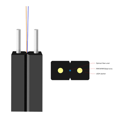 GJXFH 2 Core Single Mode FTTH Drop Fiber Optic Cable G657A 2 Parallel FRP Durable