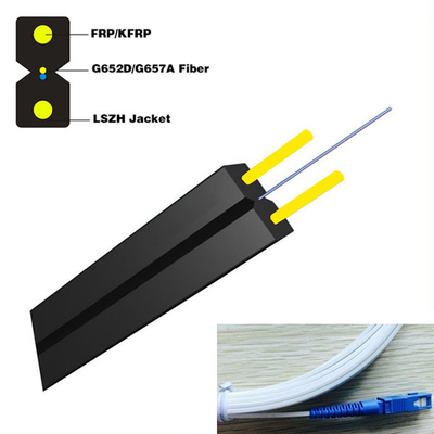 Ftth Outdoor 2 Core G657a Fiber Optic Drop Cable 2.0*3.4 Mm Diameter With Lszh Jacket