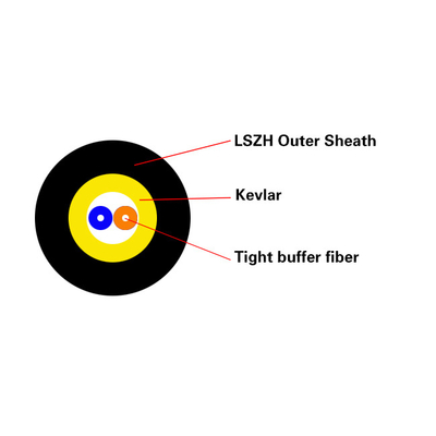 FTTH GJFJH Fiber Optic Drop Cable Single Mode G657A2 Circle / Round 2 Core