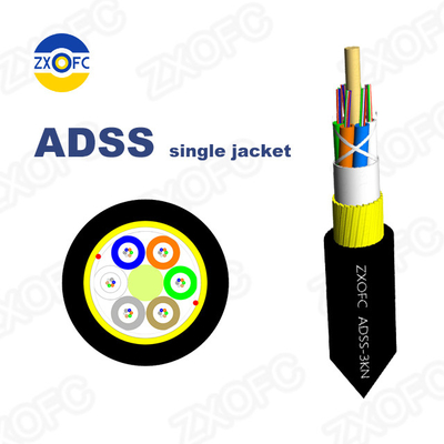 All Dielectric Single Jacket ADSS Optical Cable 96 144 Cores